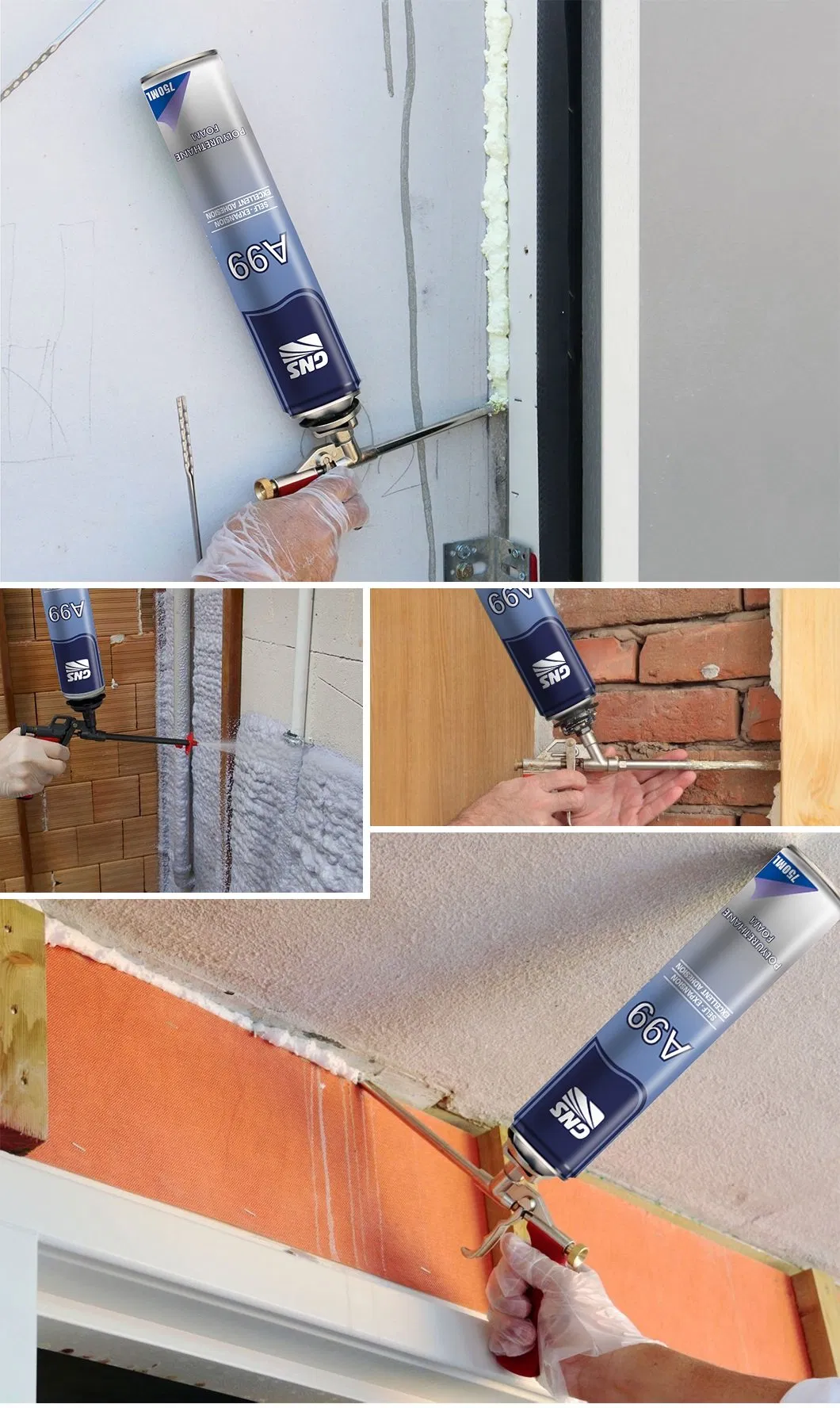 750ml Expansion Door and Window Filling Expanding Sealing PU Spray Polyurethane Foam Adhesive