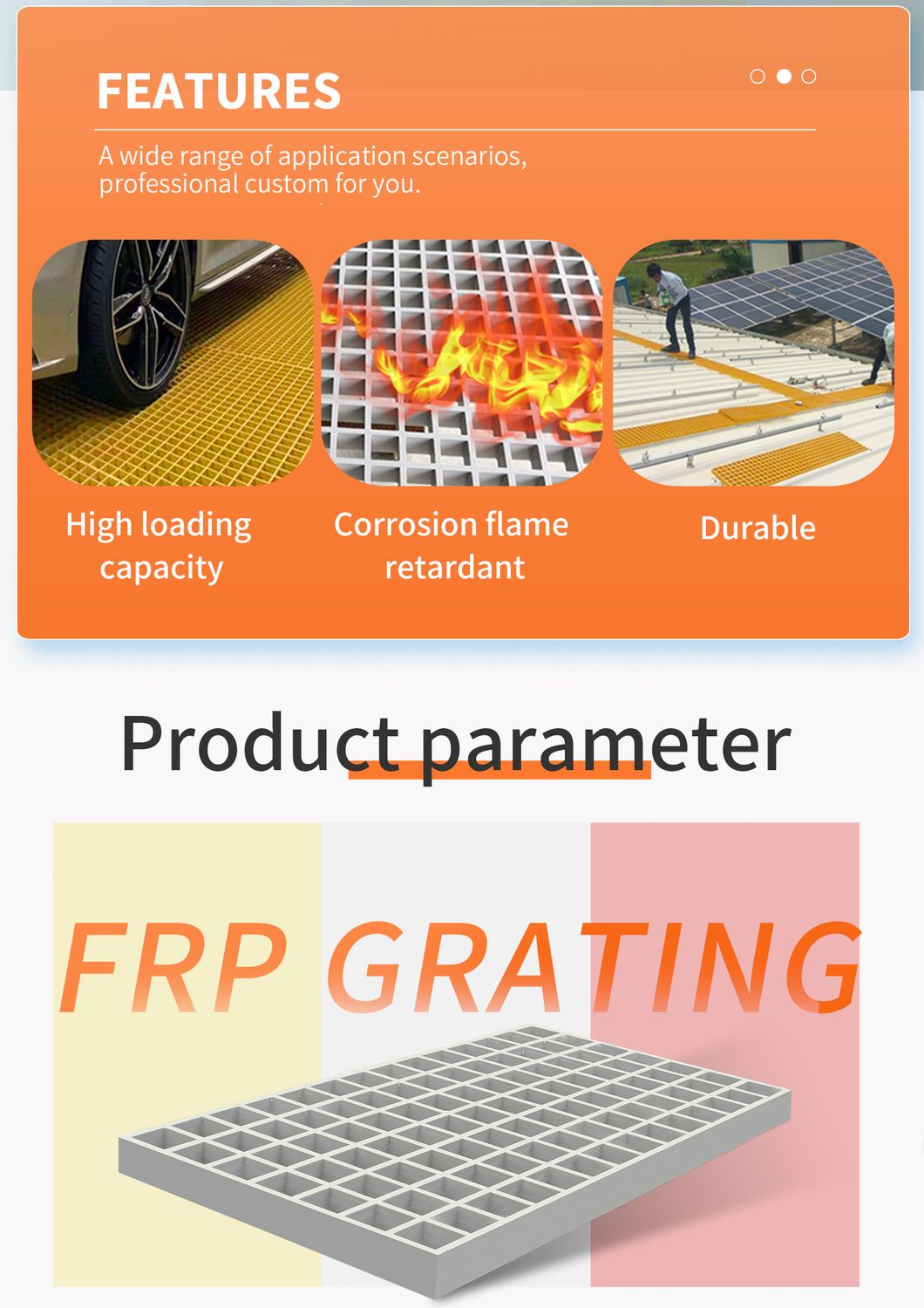 Acidproof Fiberglass FRP Phenolic Grating Non-Conducting Molded Pultruded Grating with High Quality