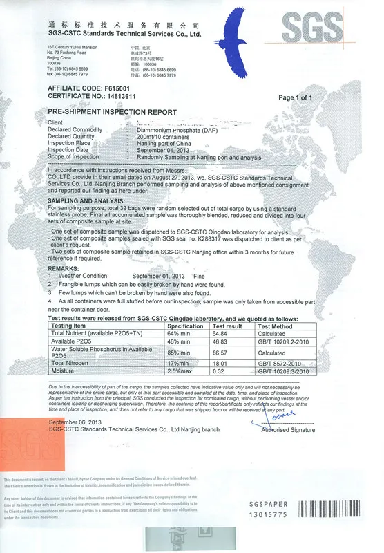 Di Ammonium Phosphate (DAP 18-46-0) in Yellow Colore